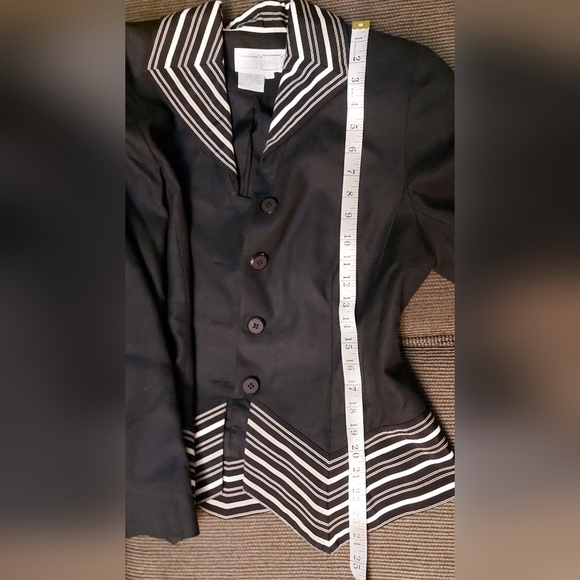 Y2K Statement Blazer Size 6 Striped Chevron Trim Sharp Vintage - Picture 8 of 8
